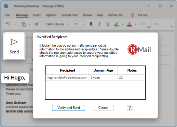 Encrypted emails from RMail
